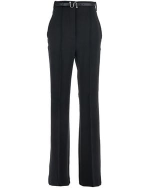 Sportmax Pants With Belt And Metallic Buckle Viscose Pants - Blue