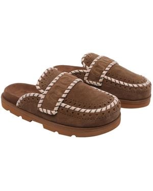 Mou Sandals Suede Leather/Rubber Sole - Brown