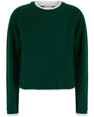 Semicouture Knit Top Wool-Cashmere Tops - Green