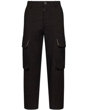 Uma Wang And Wool Blend Twill Paxton Cargo Pants - Black