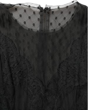 Dolce & Gabbana Lace Trim Sleeveless A-Line Mini Dress Silk Cotton Nylon - Black