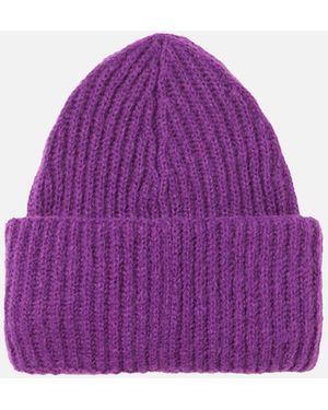 MC2 Saint Barth Wengen Soft Beanie With Daisy Appliqués Hat - Purple