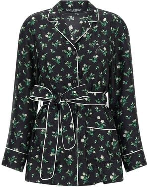 Dolce & Gabbana Dolce & Gabbana Floral Silk-Twill Pyjama Shirt - Black