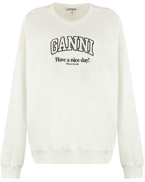 Ganni Cotton Sweatshirt in White Lyst UK