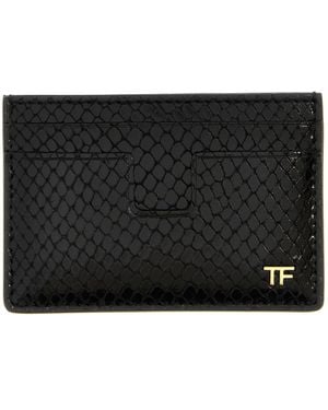 Tom Ford Snake Print Card Holder - Black