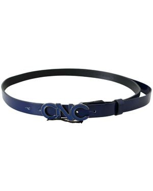 CoSTUME NATIONAL Leather Logo Skinny Fashion Belt - Black