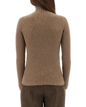 Max Mara Turtleneck Jumper Ribbed Wool Jumpers - Brown