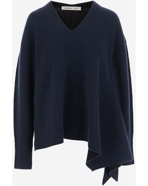 Carven Cashmere Sweater Asymmetric Hem - Blue