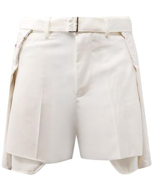 Sacai Shorts Poliestere Lana/ Cotone - White