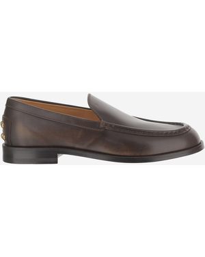 Tod's Leather Loafers With Rear Studs - Brown