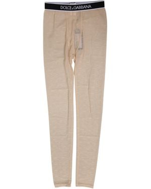 Dolce & Gabbana Nylon Logo Lace Leggings Pants Underwear Elastane - Natural