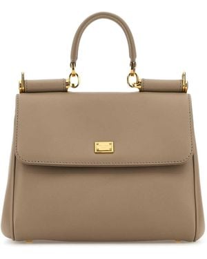 Dolce & Gabbana Cappuccino Leather My Sicily Handbag - Natural