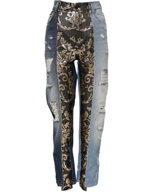 Dolce & Gabbana Patchwork Tapered Denim Jeans Clothing - Gray