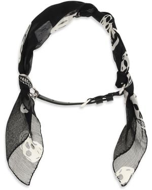 McQueen Double-Wrap Skull Scarf Bracelet Silk; Calf Leather Bos Taurus Bracelets - Multicolour