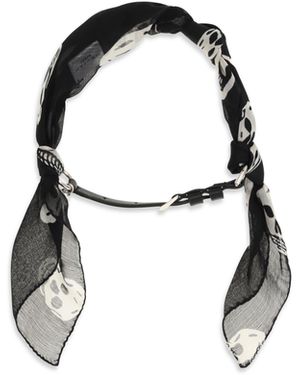 McQueen Double-Wrap Skull Scarf Bracelet Silk; Calf Leather Bos Taurus Bracelets - Multicolour