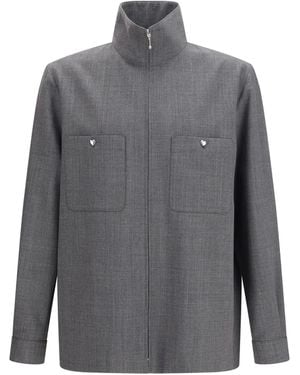 Valentino Mouliné Wool Shirt Jacket - Grey