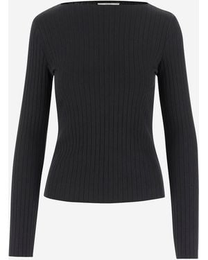 Vince Stretch Cotton Blend Sweater - Black