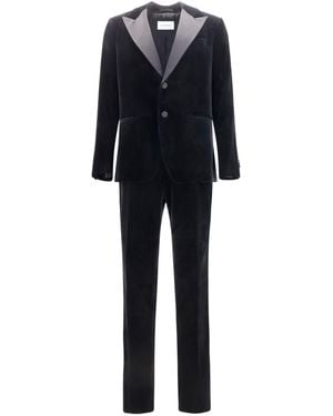 Ferragamo Velvet Tuxedo Suit Cotton Suits - Black