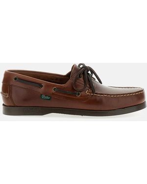 Paraboot Leather Boat Shoes With 360° Lacing - Brown