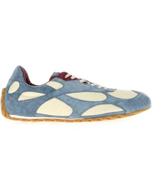 Bottega Veneta Two-Tone Suede And Fabric Orbit Sneakers - Blue
