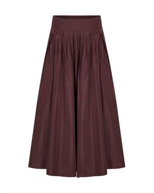 Max Mara Burgundy Taffeta Smmromina Long Pleated Skirt - Purple
