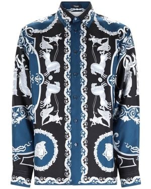 Versace Shirt Printed Silk - Blue