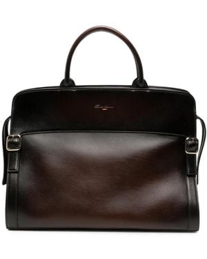Santoni Leather Bum Bag Calf - Black