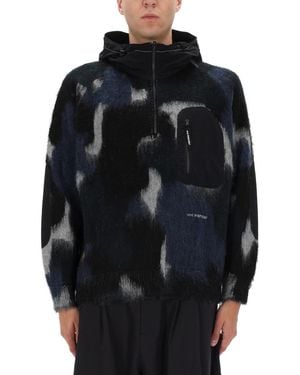 and wander Zipper Hooded Jumper Acrylic Jumpers - Black