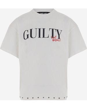 Just Cavalli Logo Print Cotton T-Shirt T-Shirts - Grey