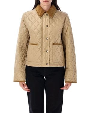 Burberry Cropped Quilted Nylon Jacket - Natural