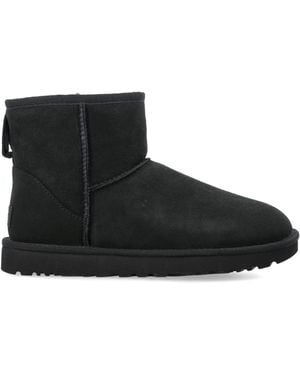 UGG Classic Mini Ii Suede Boots With Shearling Lining Upper - Black