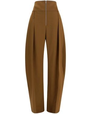 Ferragamo Wide Balloon-Fit Zip Trousers - Brown