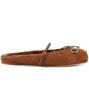 Gucci Gg Suede Sabot - Brown