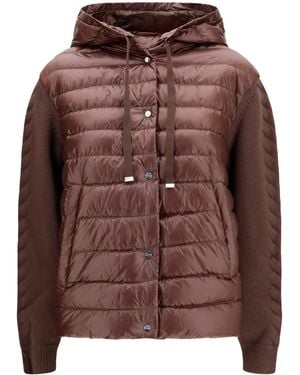 Herno Down Jacket With Wool Sleeves Polyester - Brown
