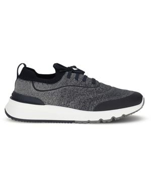 Brunello Cucinelli Techno Cotton Knit Sneakers Runners Upper: Cotton; Sole: Rubber - Blue