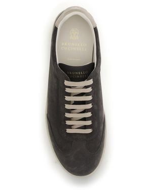 Brunello Cucinelli Suede Sneakers Upper: Calf Leather Sneakers - White