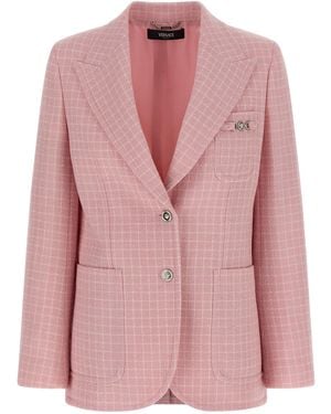 Versace Check Wool Crêpe Blazer - Pink