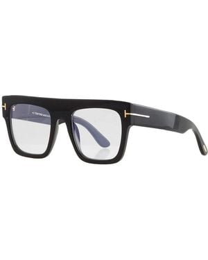 Tom Ford Eyeglasses Square Full Rim, Shiny Frame And Clear--Light Block Lenses Lens Ft0847001 Sunglasses - Black