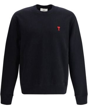 Ami Paris Logoed Sweatshirt Cotton Sweatshirts - Blue