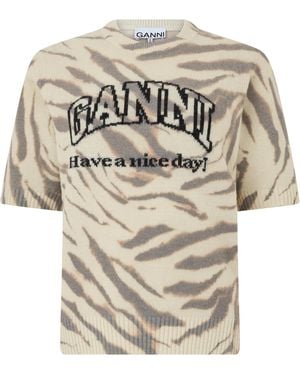 Ganni Wool T-Shirt T-Shirts & Jerseys - White