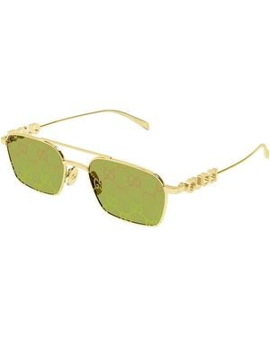 Gucci Sunglasses Square Full Rim, Frame And With Gg Pattern Lens Gg1804S002 - Yellow