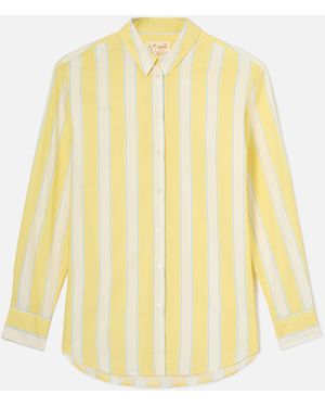 MC2 Saint Barth Brigitte Cotton Shirt With Stripes And Sport Club Embroidery - Yellow