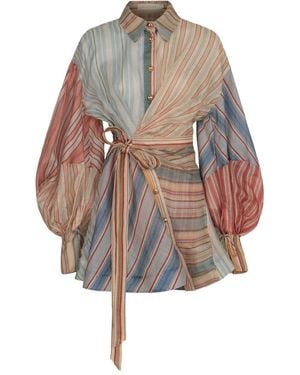 Zimmermann Rebellion Linen And Silk Mini Dress - Multicolour