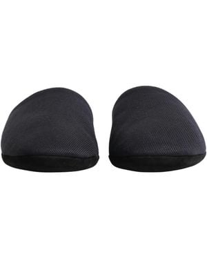 Dolce & Gabbana Dark Wool Cotton Chevron Slippers Shoes Flats - Black