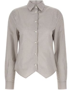 Maison Margiela Maison Margiela Pointed-Hem Cotton Check Blouse - Gray