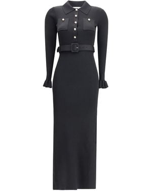 Self-Portrait Long Ribbed Dress - Black