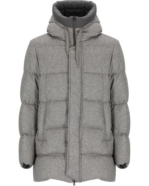 Herno Cashmere And Silk Padded Bomber Jacket - Gray