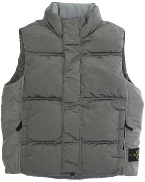 Stone Island Sleeveless Down Jacket With Logo Patch Polyamide Fibers Padded - Gray