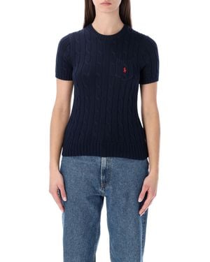 Polo Ralph Lauren Cable-Knit Cotton Short-Sleeve Sweater Sweater - Blue
