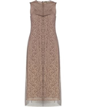 Fendi Dress Lace Midi Polyamide - Natural